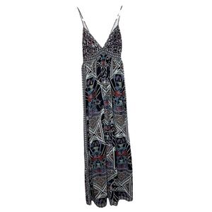 Women's Maxi Dress Elephant Boho Hippie Floral Thin Strap Beach Vacation Resort